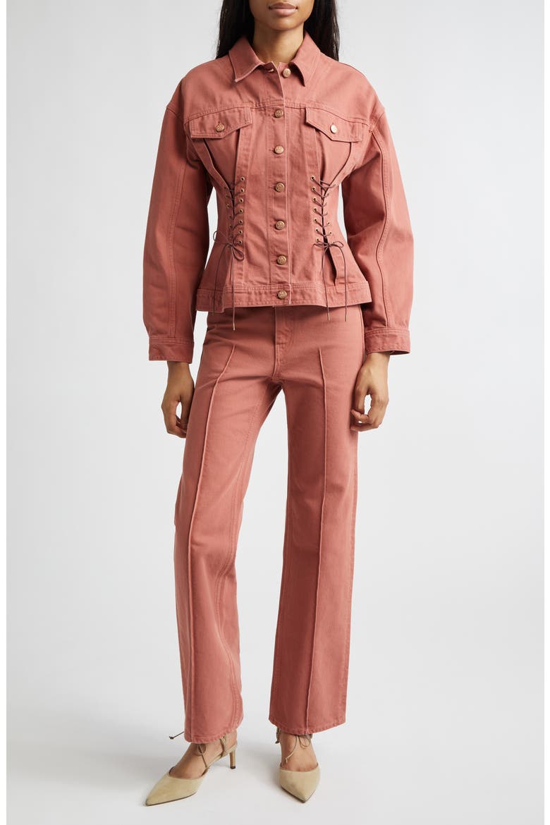 The Naomi Denim Trucker Jacket, Alternate, color, GARDEN ROSE