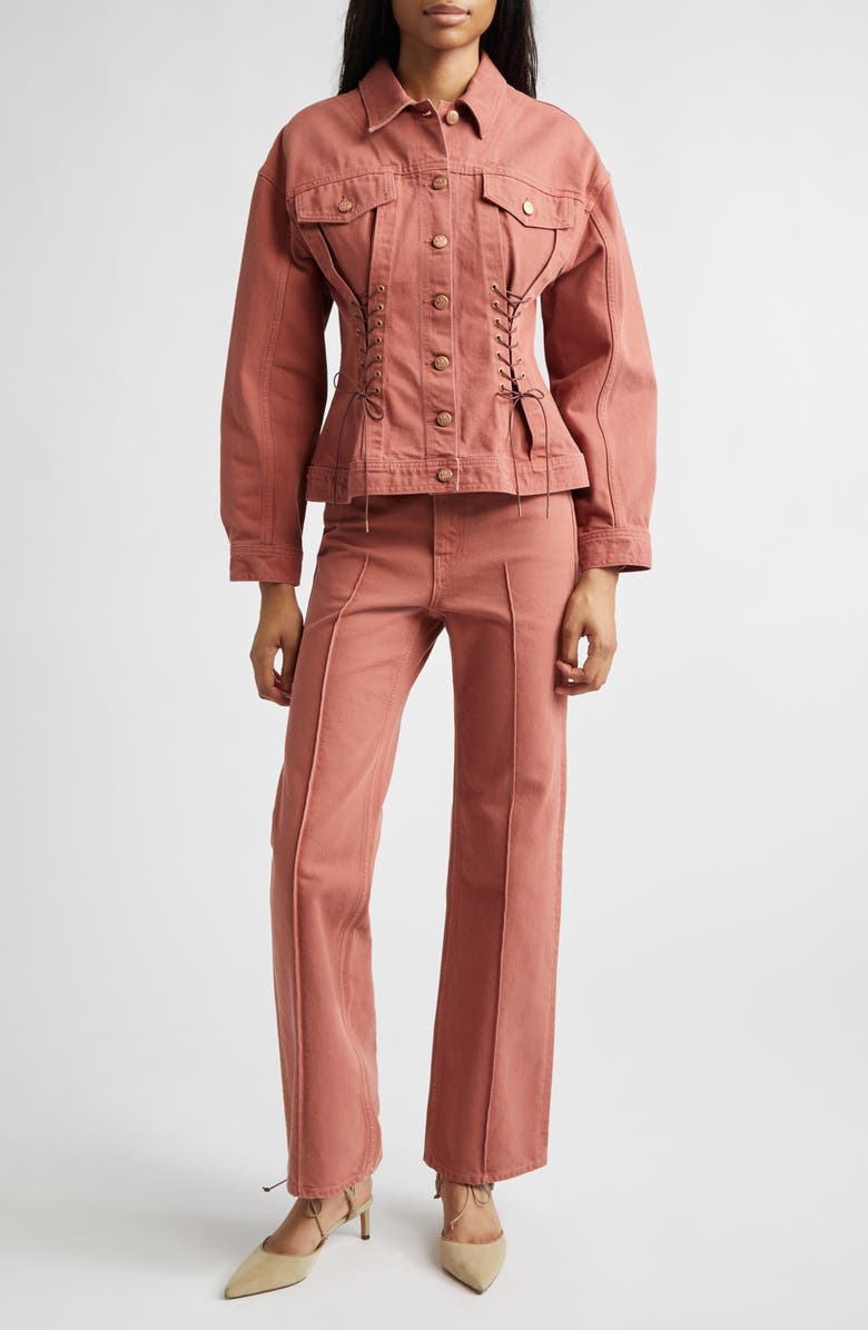 Ulla Johnson The Naomi Denim Trucker Jacket, Alternate, color, Garden Rose