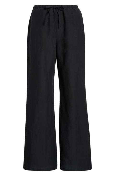 Linen Blend Straight Leg Pants