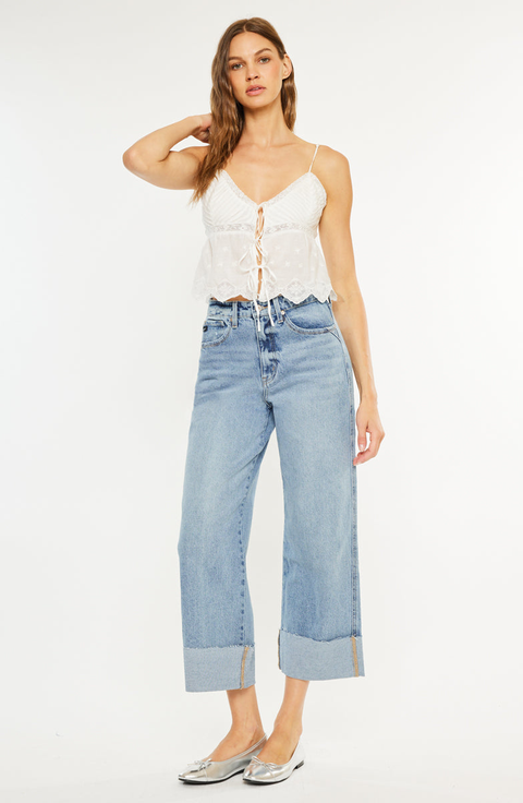 Alfie 90s High Rise Cropped Wide Leg Jeans