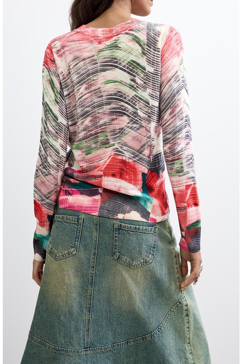 Print Long Sleeve Sweater, Alternate, color, PINK