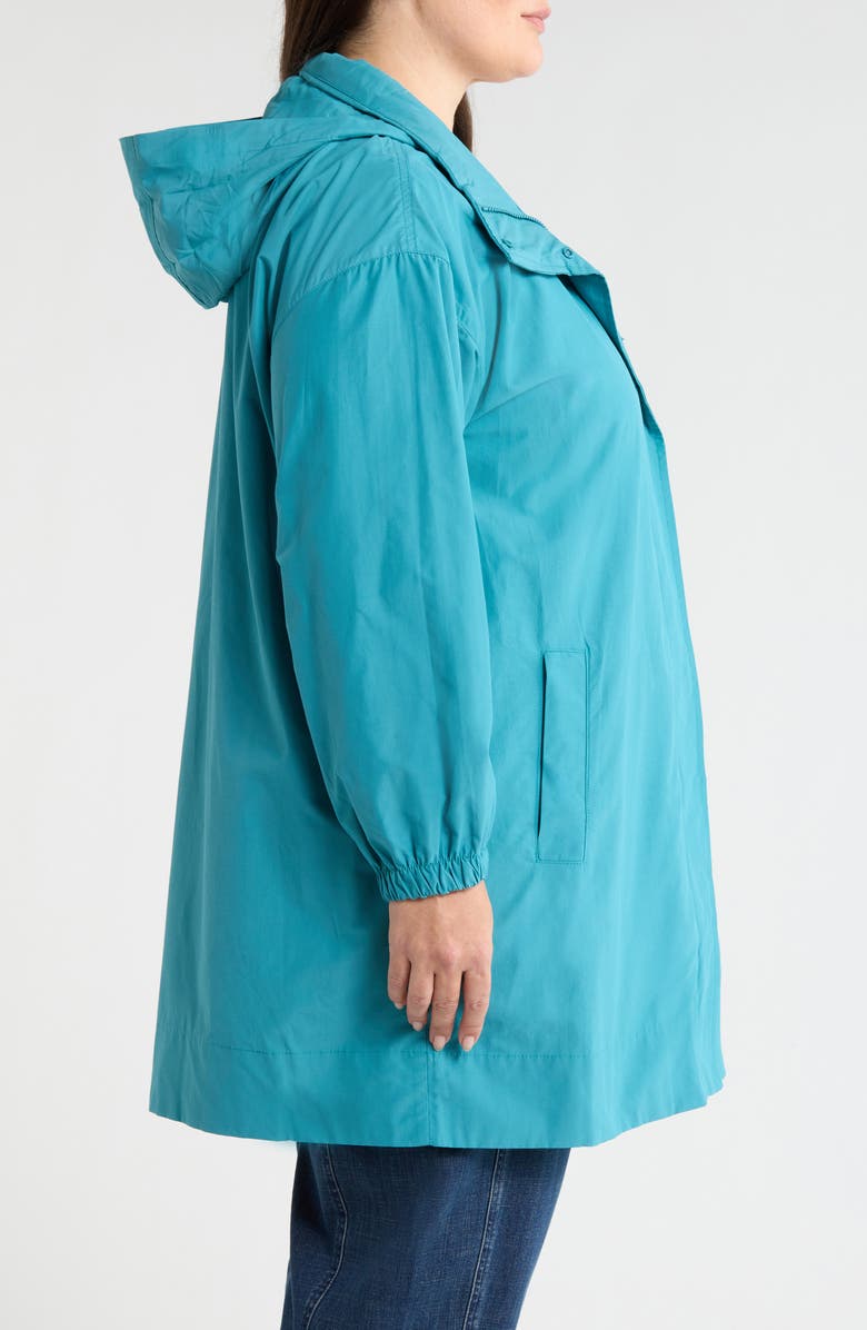 Eileen Fisher Organic Cotton Blend Hooded Longline Coat, Alternate, color, River