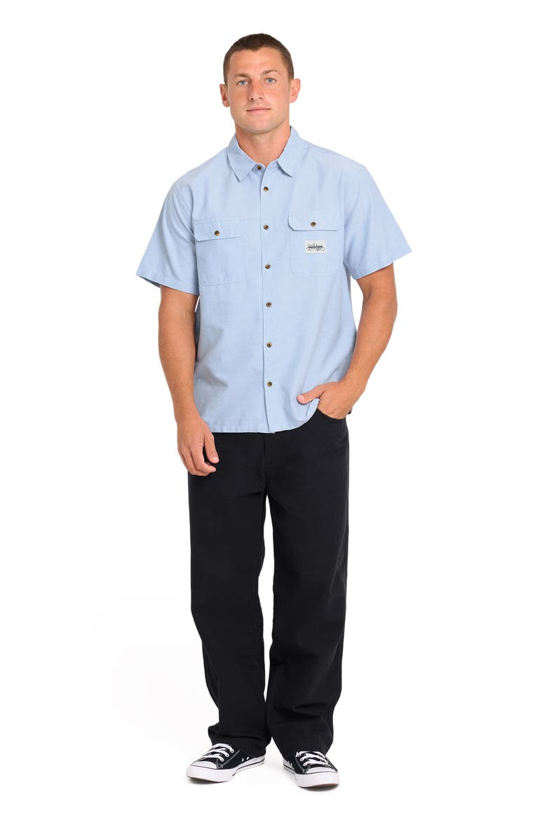 Bad Dog Short Sleeve Button-Up Shirt, Alternate, color, BLUE FOG