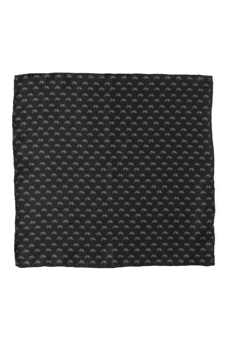 Bicycle Silk Pocket Square, Alternate, color, BLACK