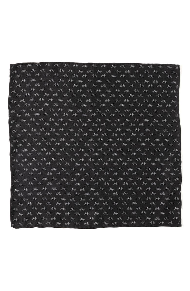 Cufflinks, Inc. Bicycle Silk Pocket Square, Alternate, color, Black