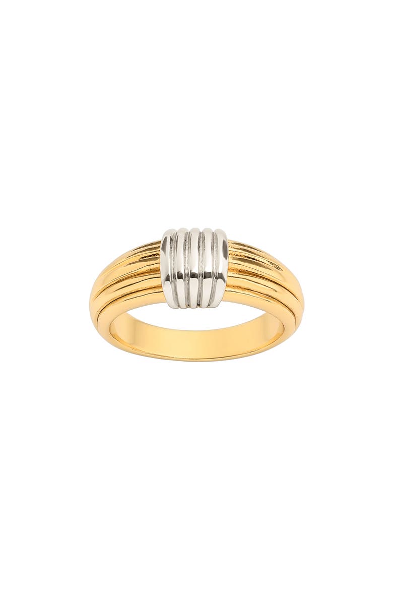 Textured Two-Tone Band Ring, Main, color, SILVER