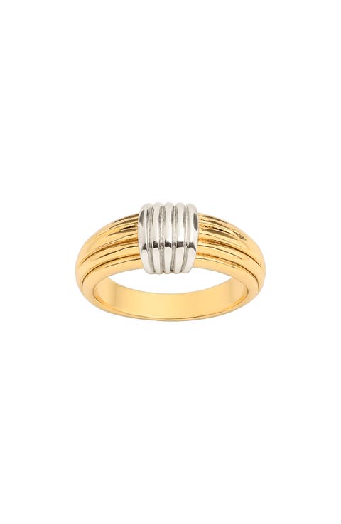 Textured Two-Tone Band Ring