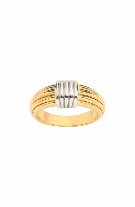 Textured Two-Tone Band Ring