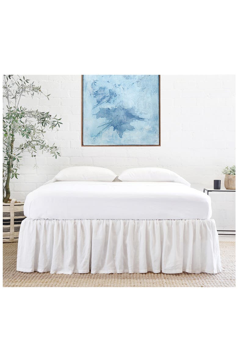 Gathered Linen Bedskirt, Alternate, color, WHITE