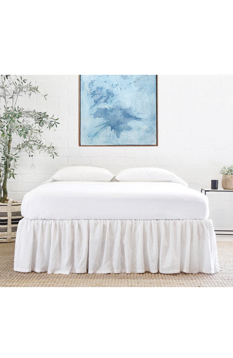 Pom Pom at Home Gathered Linen Bedskirt, Alternate, color, White