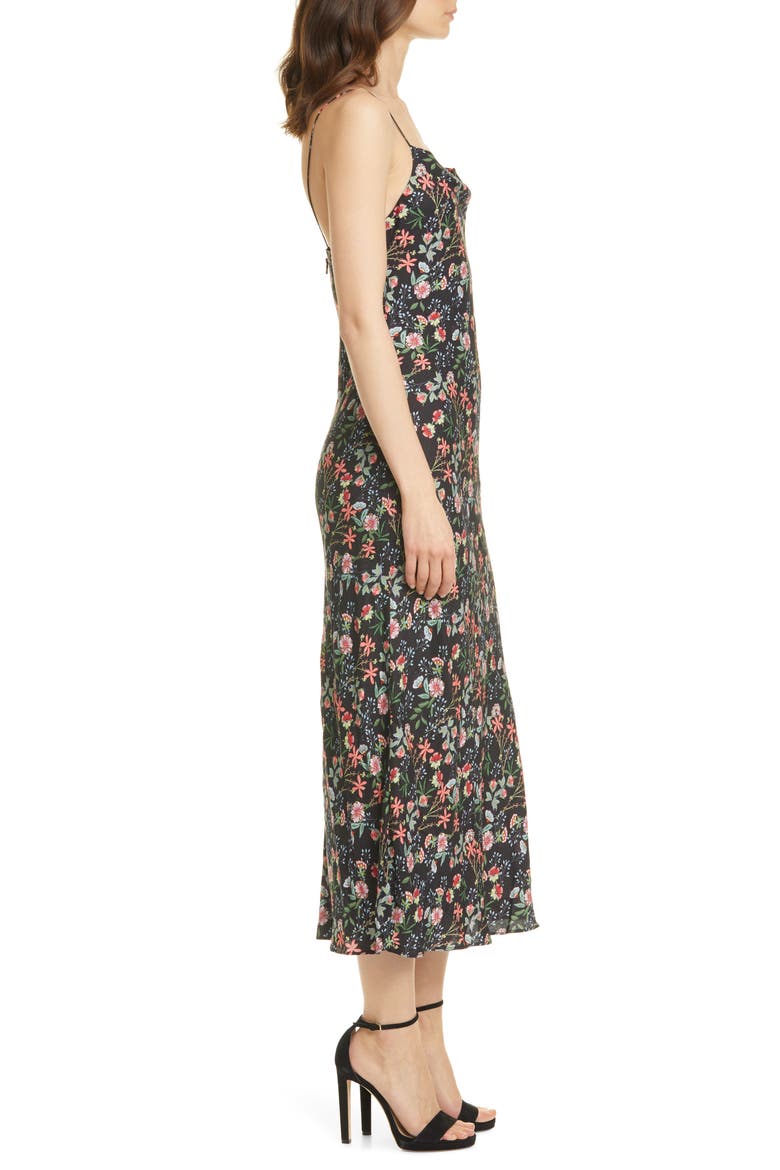 Harmony Floral Midi Slipdress, Alternate, color, BLUE BELL-BLACK