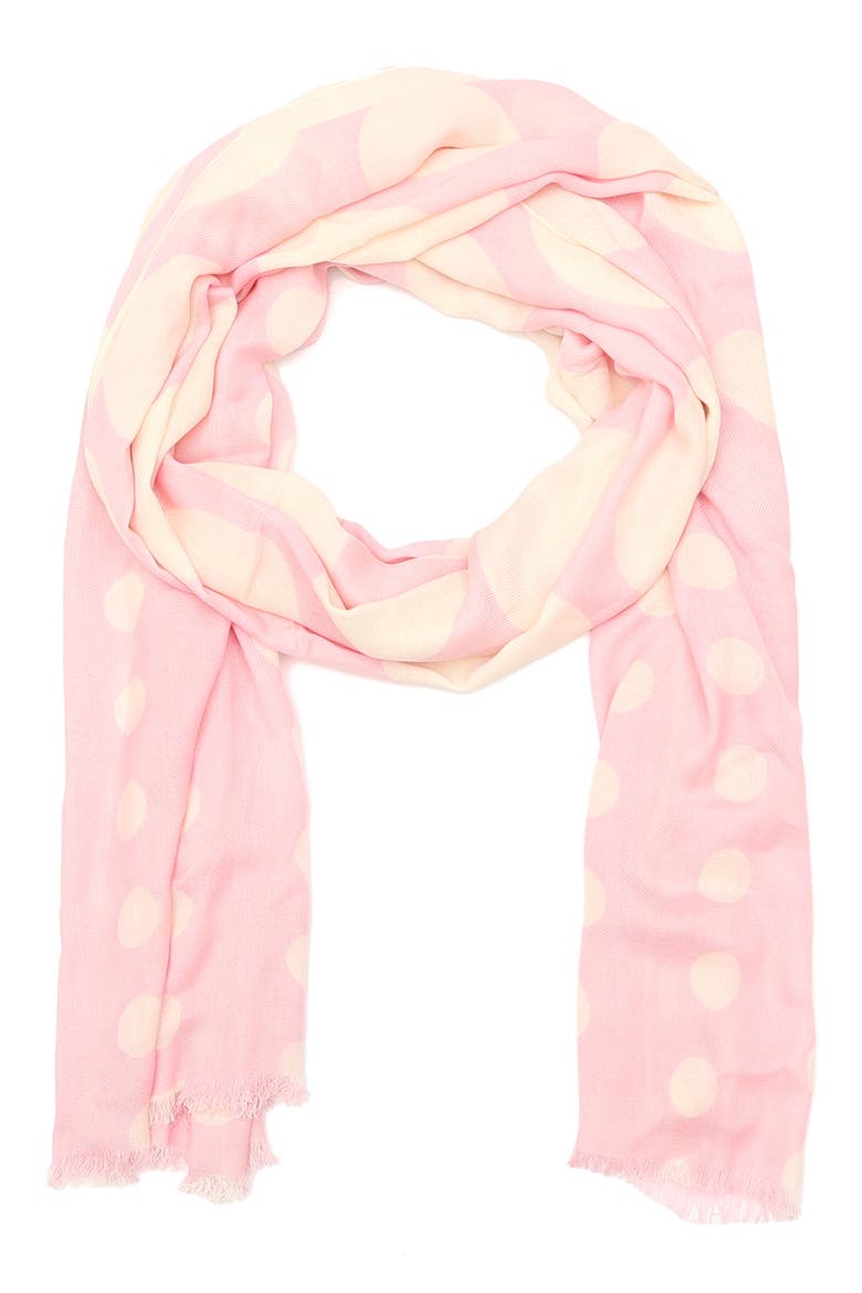 dots & bubbles oblong scarf, Main, color, CREAM/PINK LUPINE