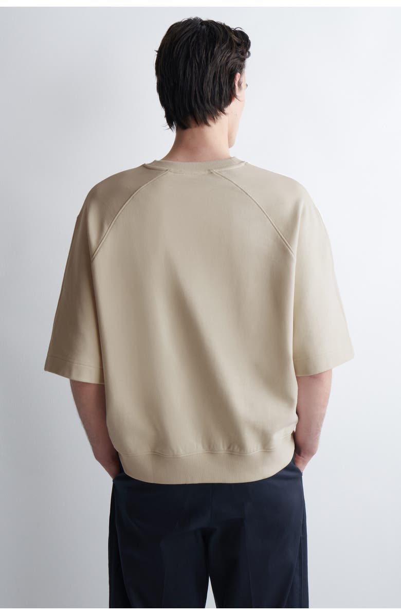 COS Oversized Short-Sleeved Cotton Sweatshirt, Alternate, color, Light Beige