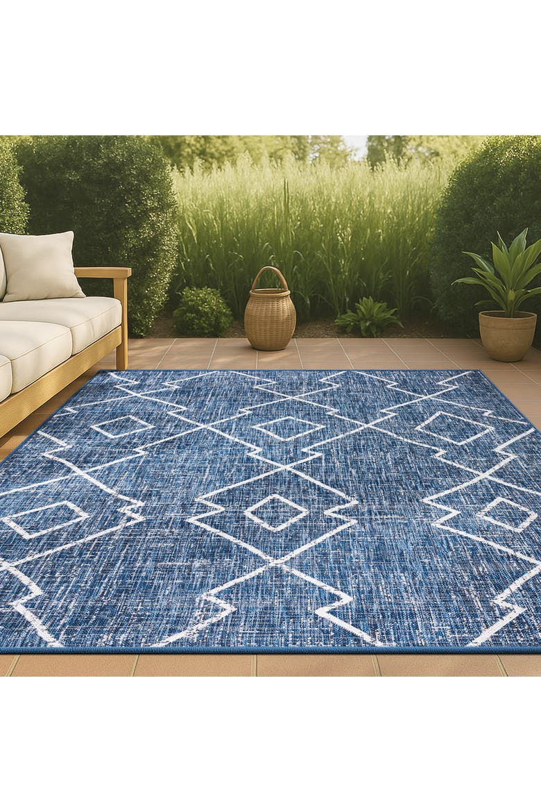 Carwa  Diamond Trellis Indoor/Outdoor Area Rug, Alternate, color, Blue/Ivory