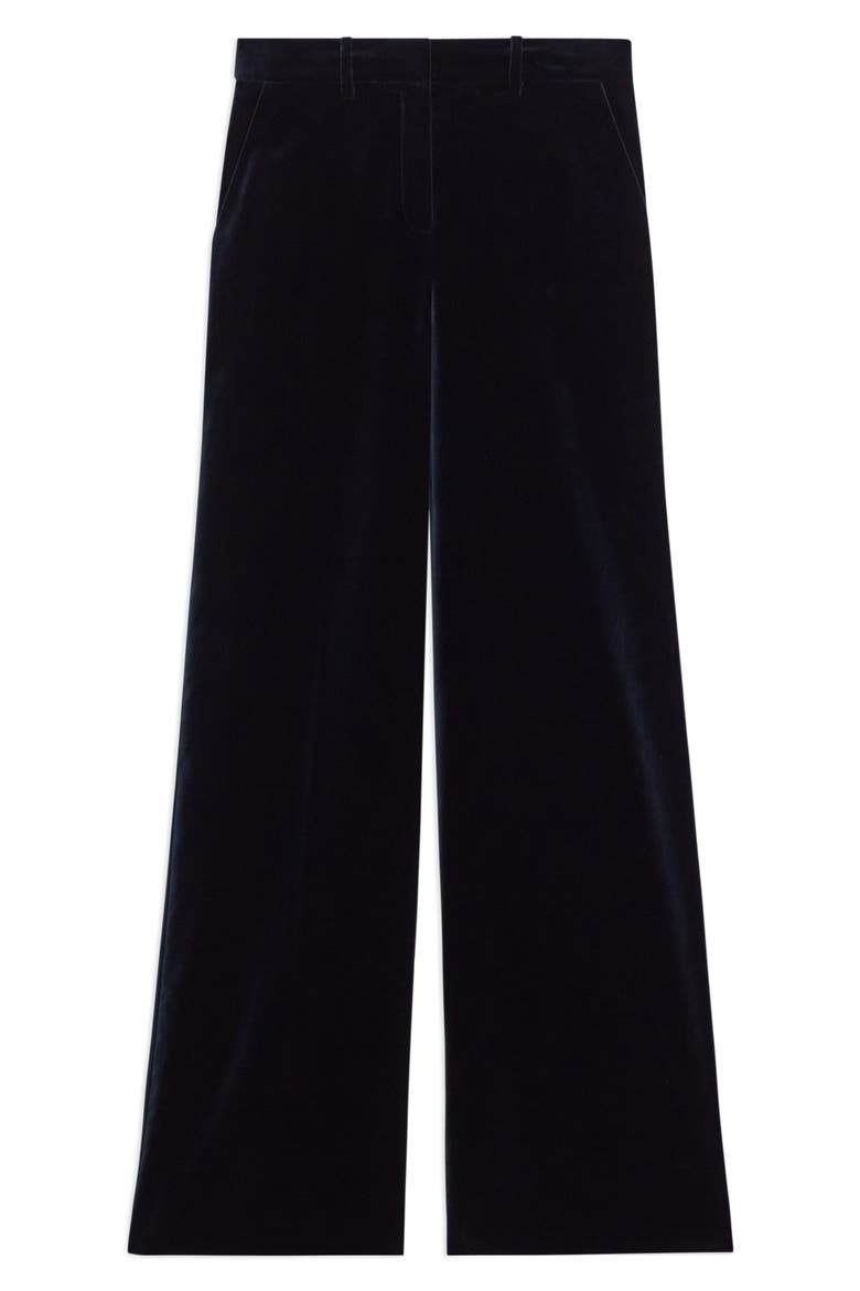 Demitria Stretch Velveteen Flare Leg Trousers, Alternate, color, BALTIC - XHX