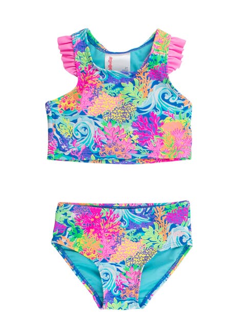 UPF50+ Sun Protected Racerback Flutter Tankini 2-Piece Swimsuit