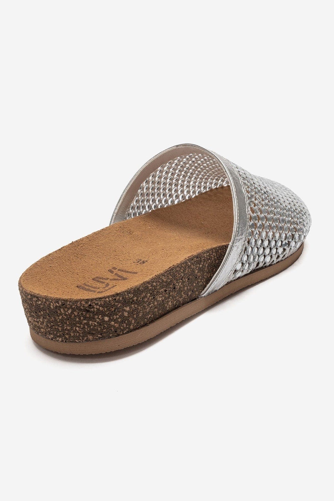 Montera Embellished Mule, Alternate, color, Silver