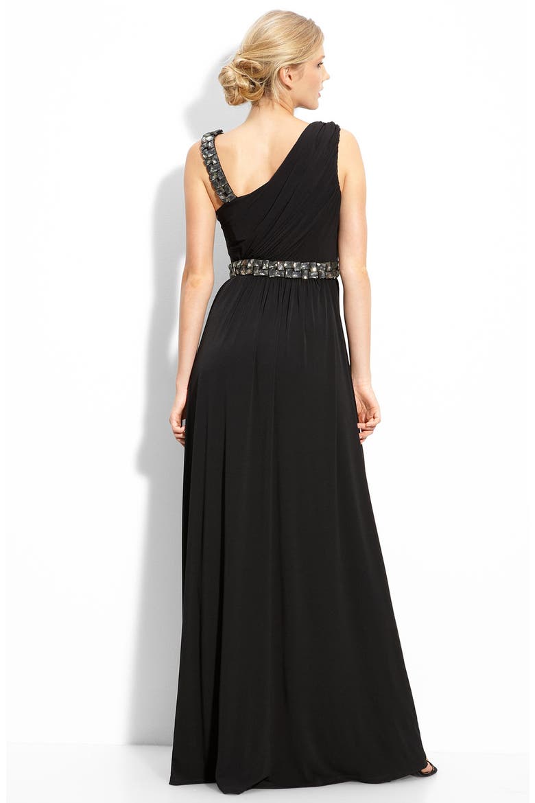 Embellished Matte Jersey Gown, Alternate, color, BLACK