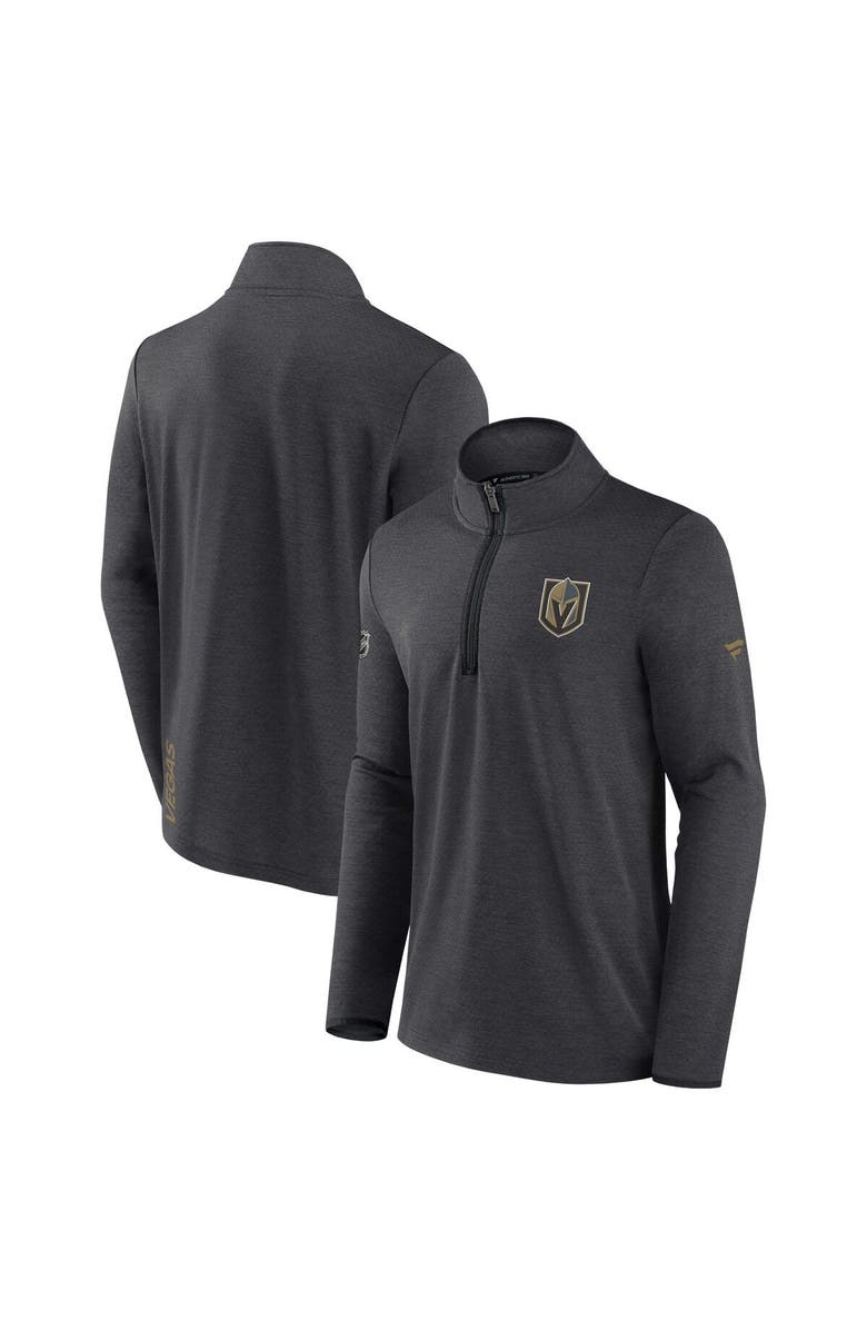FANATICS Men's Fanatics Branded Heather Charcoal Vegas Golden Knights Authentic Pro Rink Quarter-Zip Jacket, Main, color, 