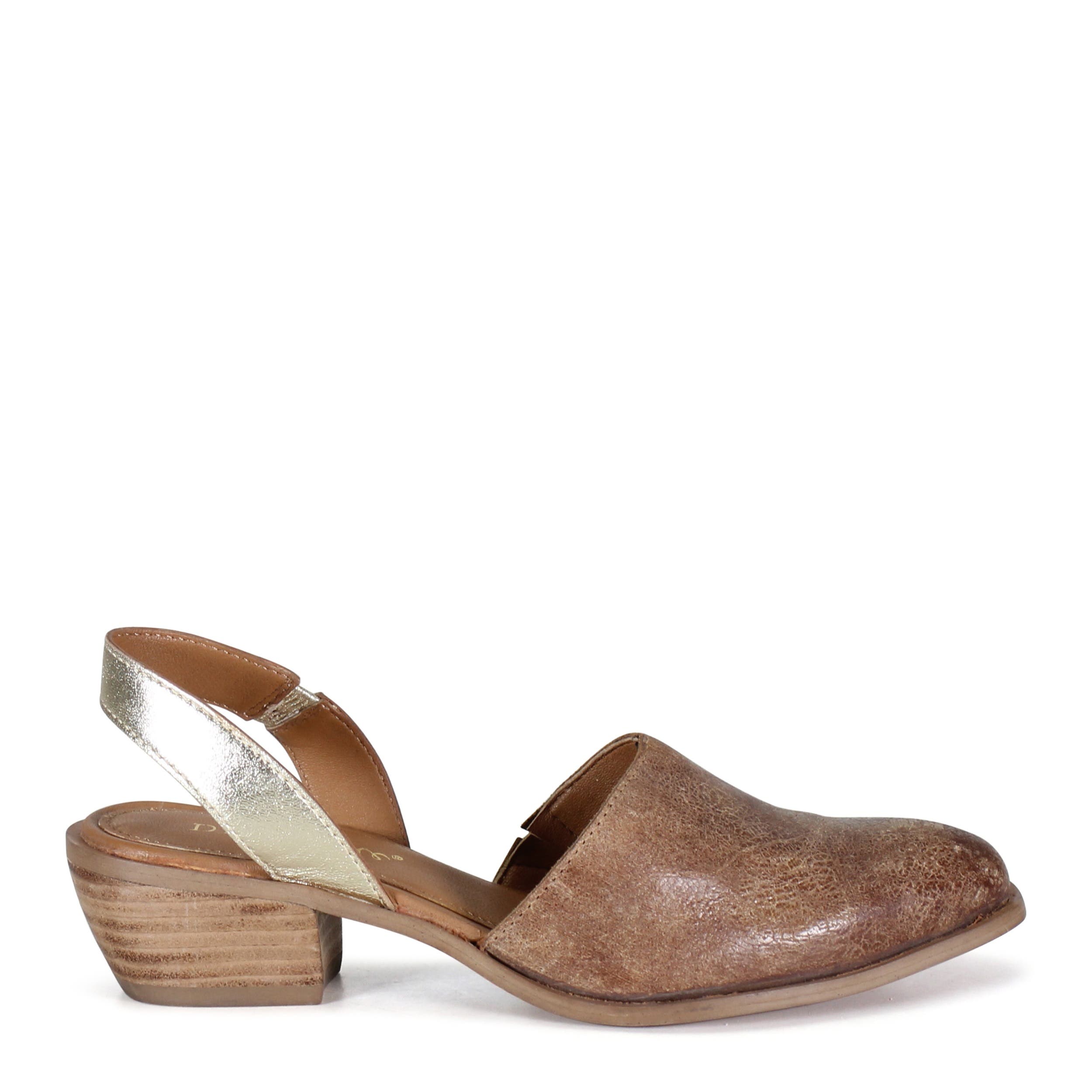 PRI ORITY Leather Sling Back Western Shoe, Alternate, color, Tan/Gold