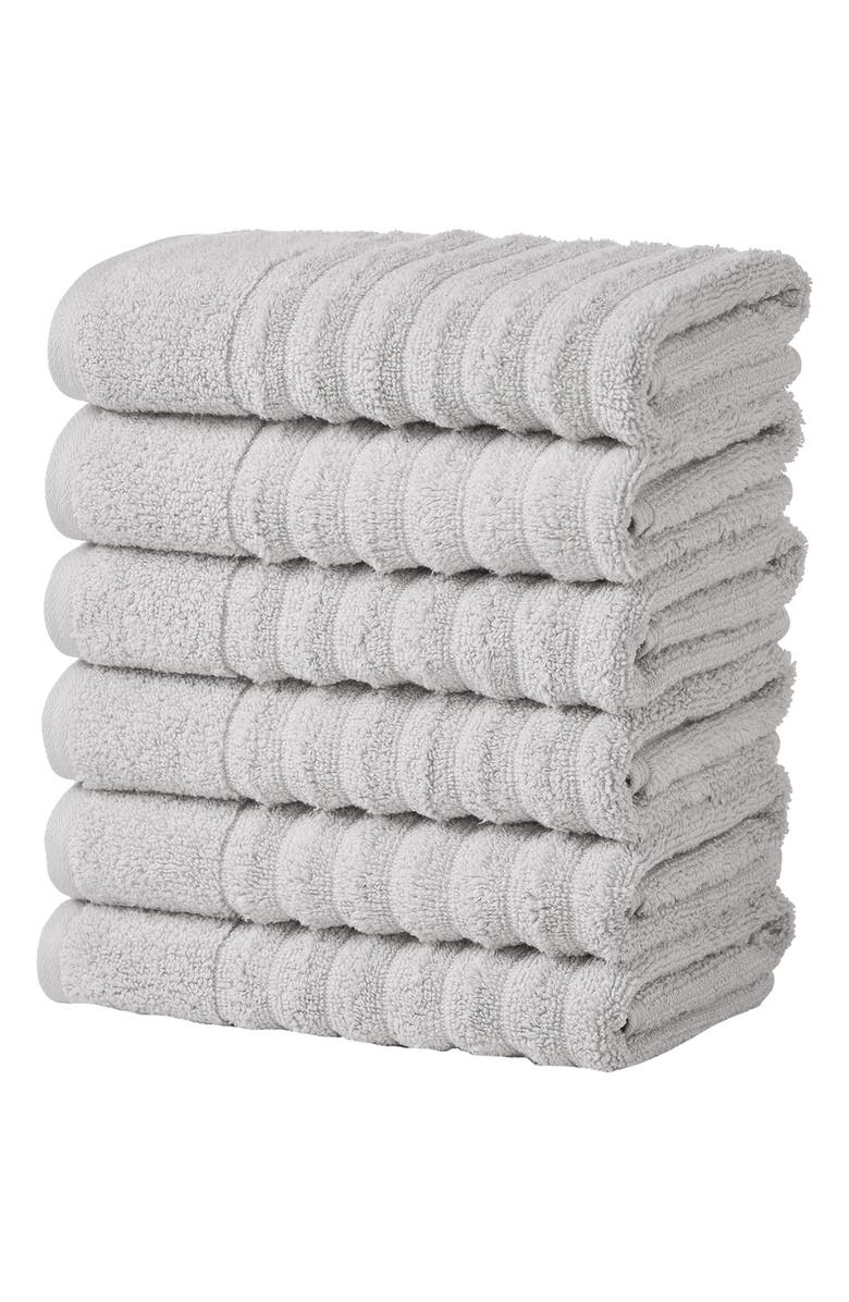Woven & Weft Combed Cotton 6-Pack Hand Towels, Main, color, Soft Grey