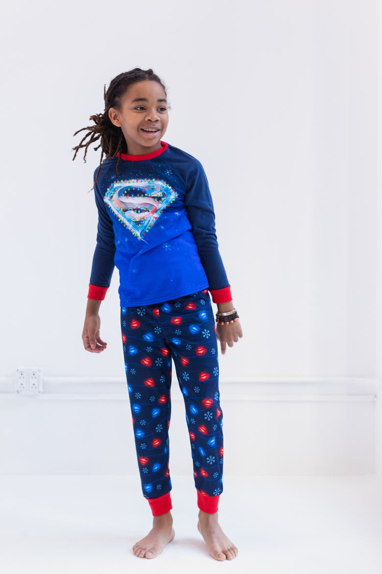 Justice League Superman Holiday 2-Piece Pajama Set, Alternate, color, Superman Navy Red