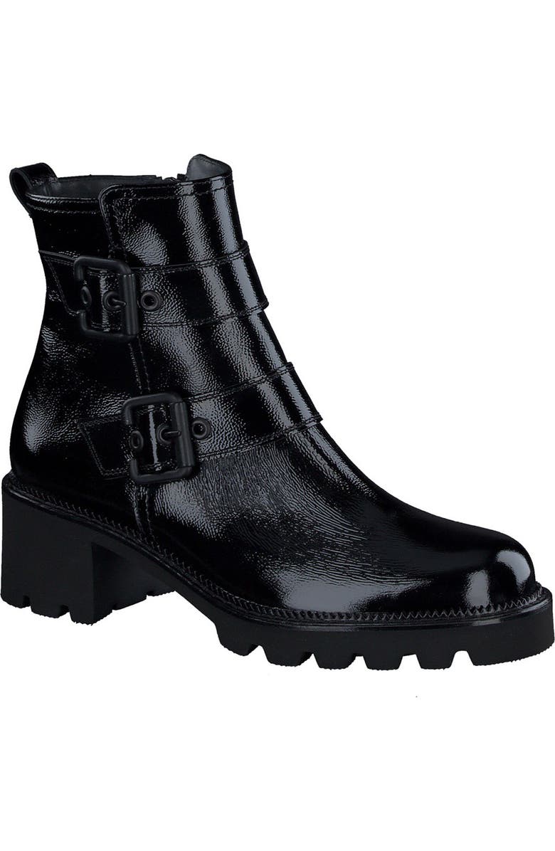 Paul Green Balboa Moto Boot, Main, color, Black Crinkled Patent