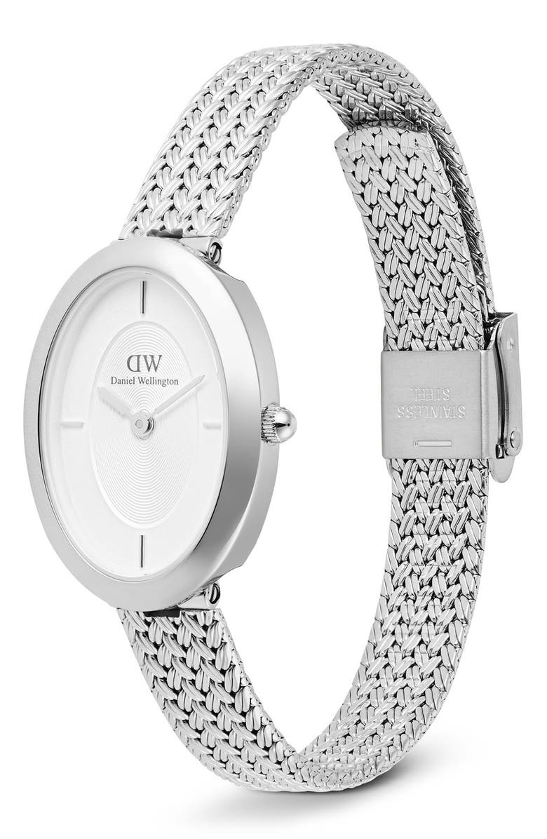 Daniel Wellington Juliette Braided Mesh Strap Watch, 20mm x 26mm, Alternate, color, Silver