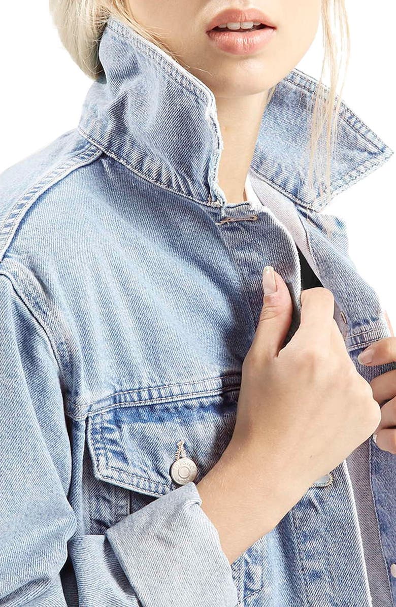 Topshop Western Denim Jacket, Alternate, color, 