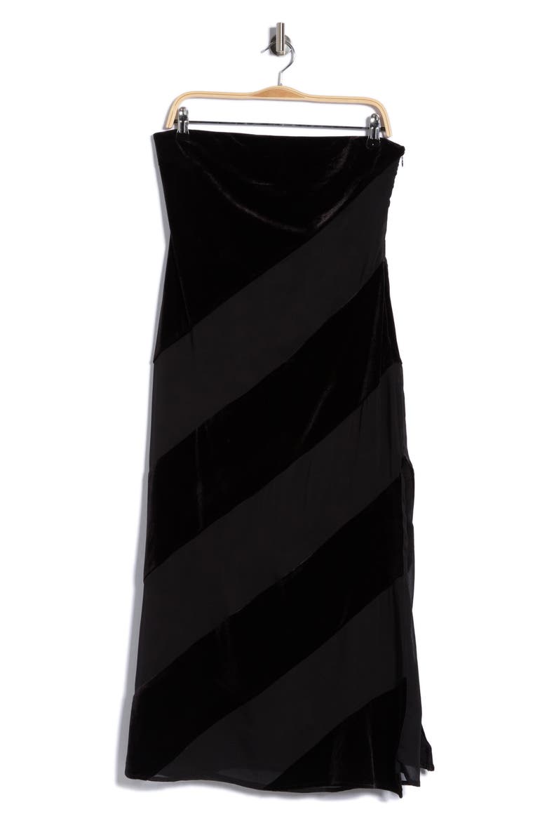 Surrey Strapless Velvet Midi Dress, Alternate, color, BLACK BLACK