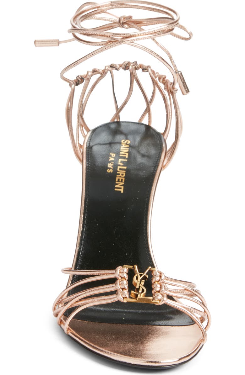 Saint Laurent Babylone Ankle Tie Sandal, Alternate, color, Metallic Gold