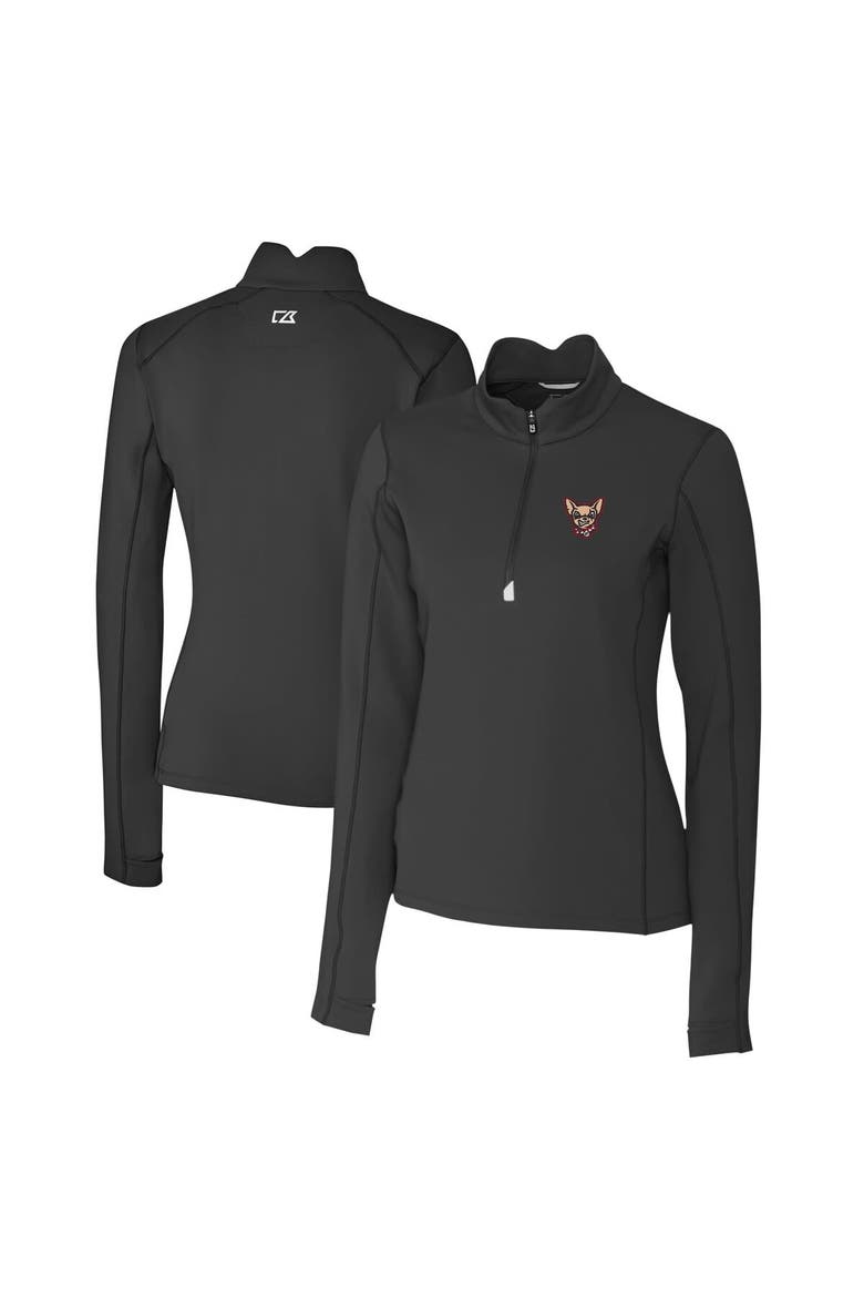 Women's Cutter & Buck  Black El Paso Chihuahuas Traverse DryTec Stretch Quarter-Zip Pullover Top, Main, color, Black