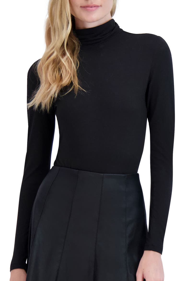 Turtleneck Bodysuit, Main, color, BLACK