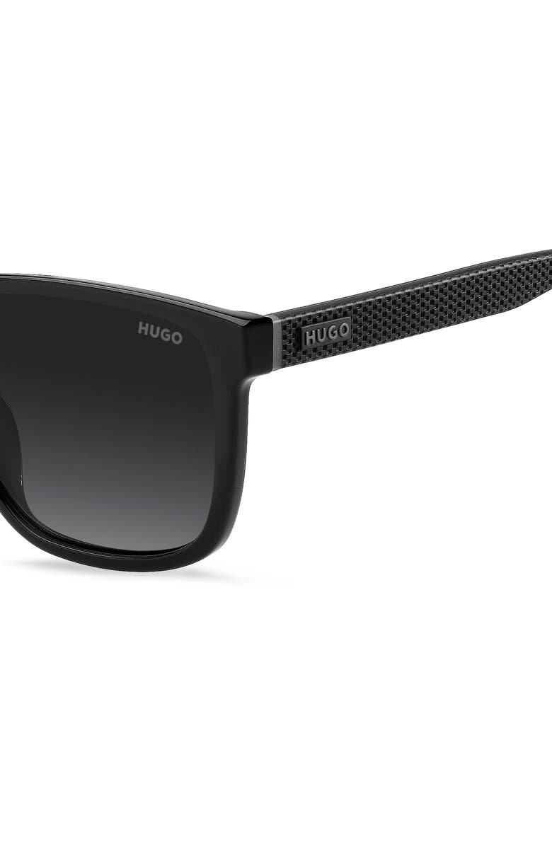 HUGO 56mm Gradient Rectangular Sunglasses, Alternate, color, Black/ Dark Grey Sf