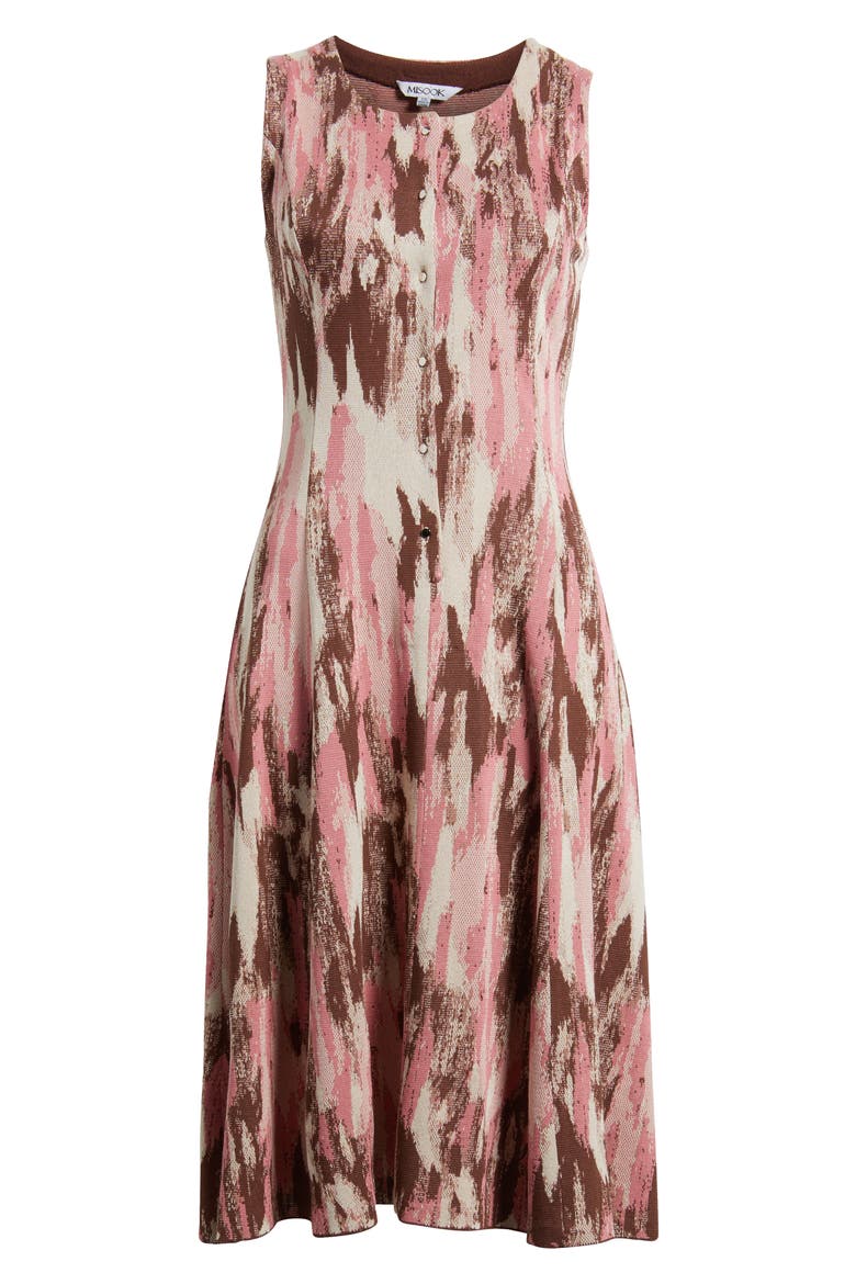 Brushstroke Jacquard Sleeveless Dress, Alternate, color, HONEY SUCKLE/ CHARMEUSE/ MULTI