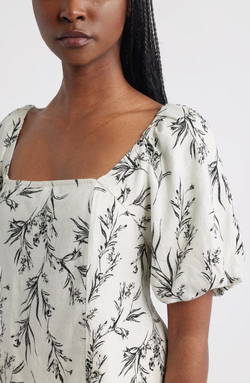 TREASURE & BOND TREASURE & BOND TIE BACK PUFF SLEEVE LINEN BLEND TOP