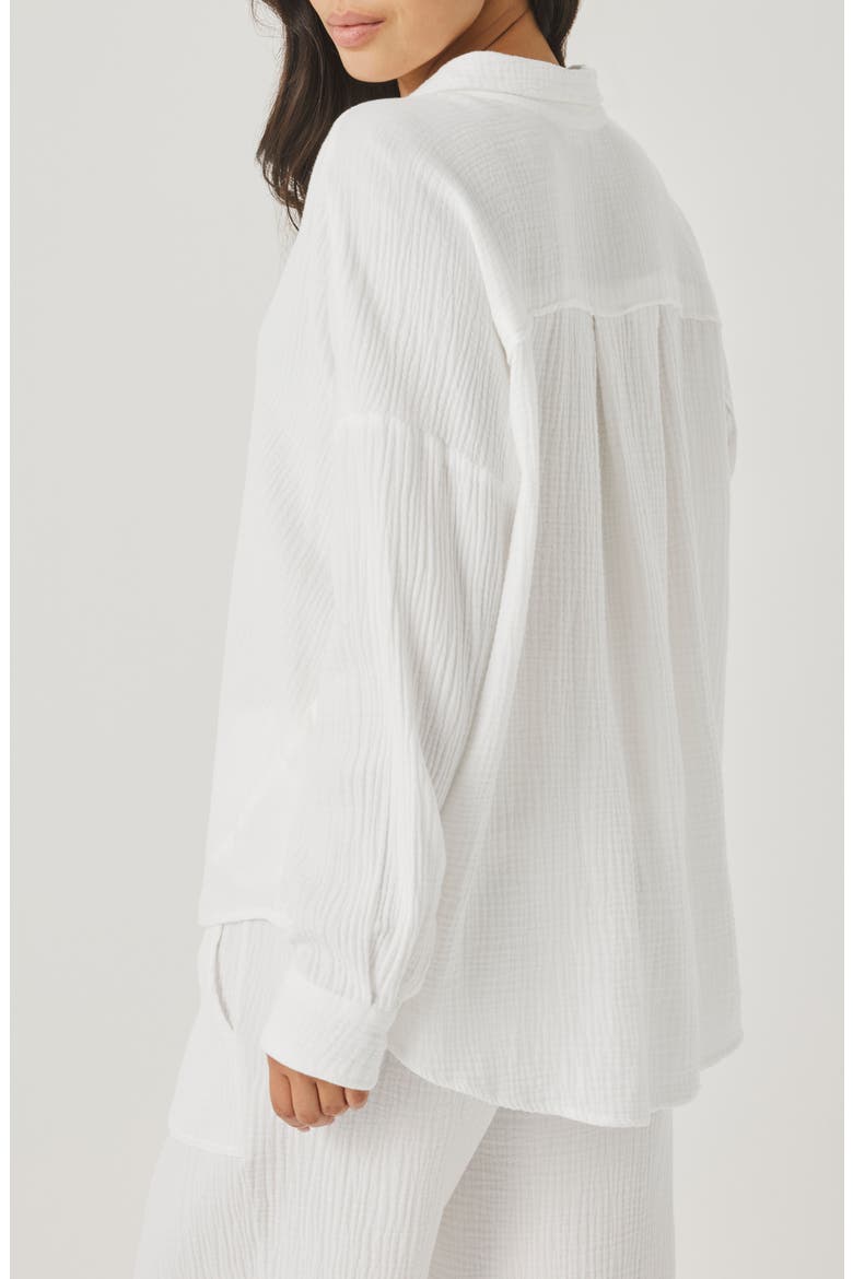Ava Cotton Gauze Button-Up Shirt, Alternate, color, WHITE
