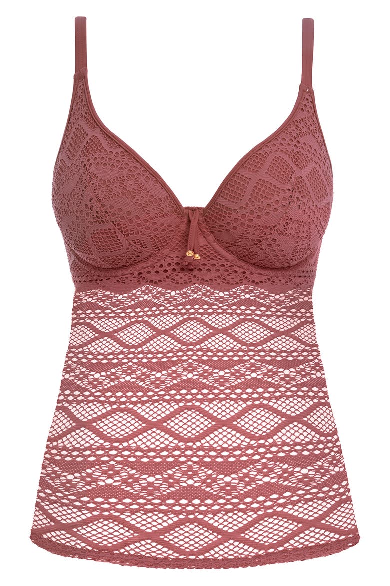 Underwire Tankini Top, Main, color, PINK NUTMEG