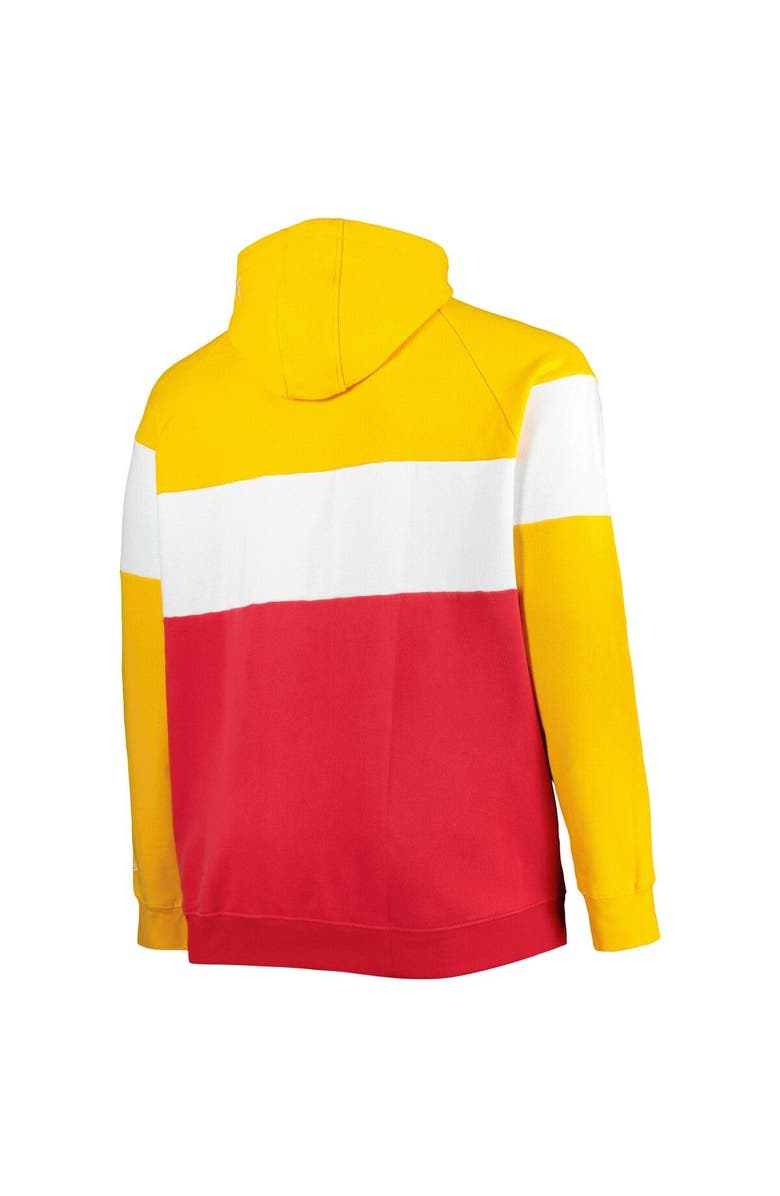 New Era Men's New Era Red/Gold Kansas City Chiefs Big & Tall Current Colorblock Raglan Fleece Pullover Hoodie, Alternate, color, Red