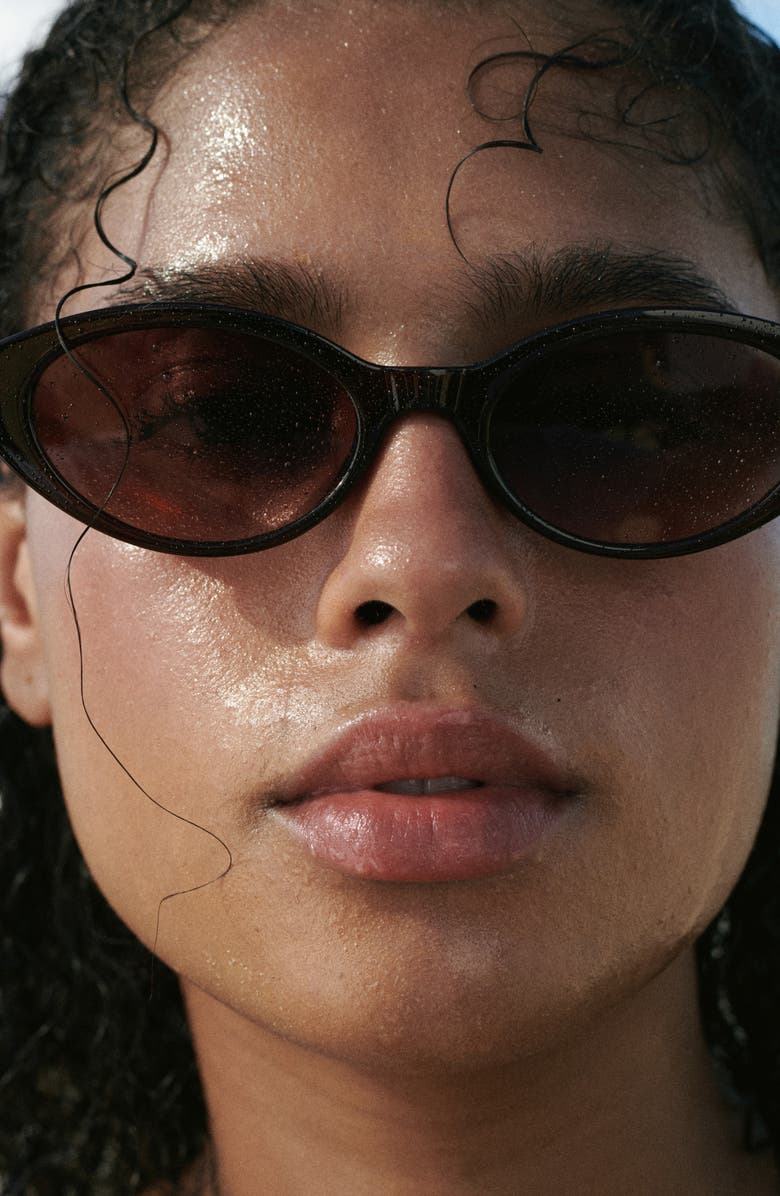 MANGO Metallic O-Ring One-Shoulder One-Piece Swimsuit, Alternate, color, Brown