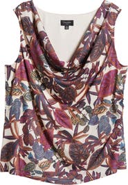 Tahari ASL Cowl Neck Matte Satin Top