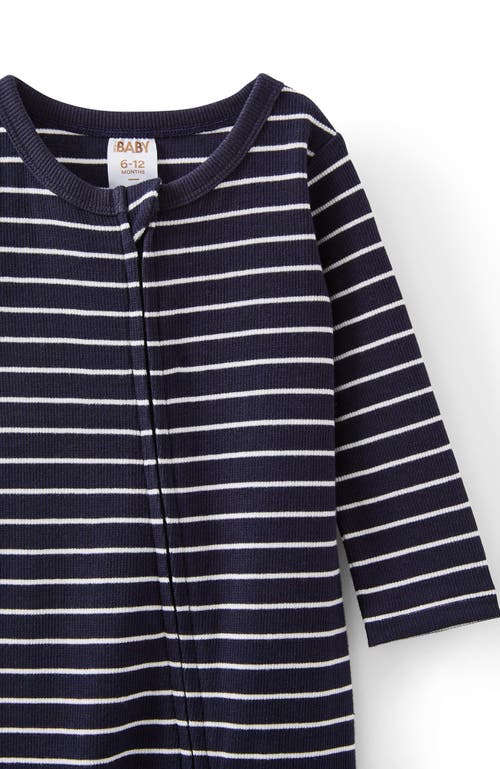 Cotton On Kids The Billie Long Sleeve Rib Romper In Navy Ink Vanilla Riley