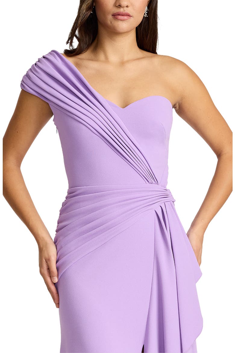 Ruffle One-Shoulder Crepe Gown, Alternate, color, PURPLE HAZE