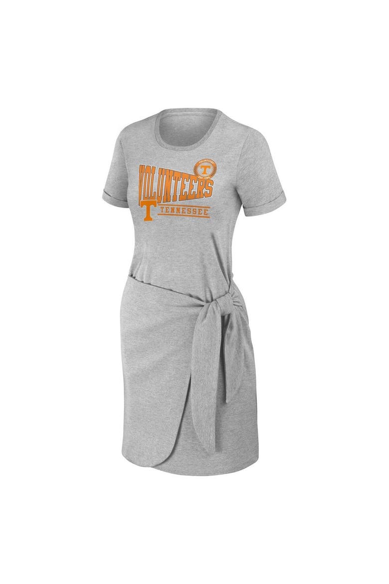 Women's WEAR by Erin Andrews Heather Gray Tennessee Volunteers Knotted T-Shirt Dress, Alternate, color, Heather Gray