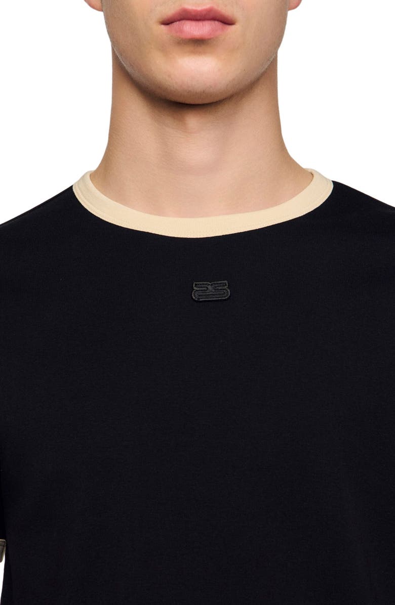 SANDRO Two-tone patch T-shirt, Alternate, color, Black