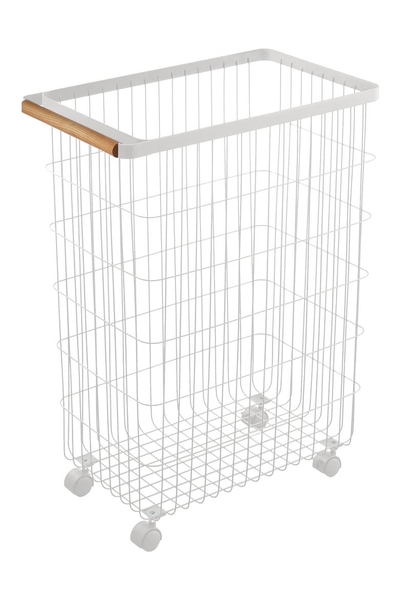 Slim Rolling Laundry Hamper, Main, color, WHITE