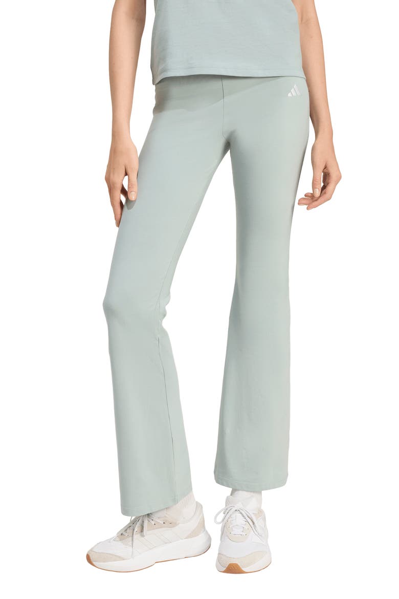 Essentials Small Logo Flared Leggings, Main, color, WONDER SAGE/ WHITE/
