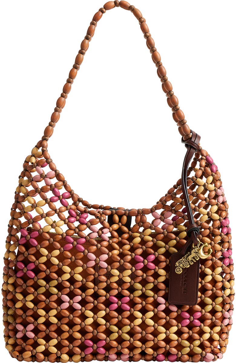 COACH Brooklyn 34 Wooden Bead Shoulder Bag, Main, color, Maple Multi