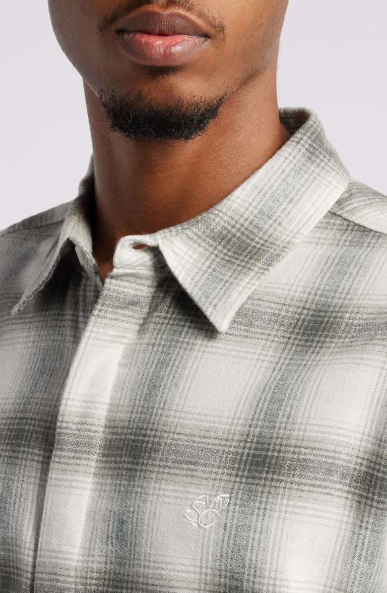 Saturdays NYC Mickey Shadow Check Cotton Blend Flannel Button-Up Shirt, Alternate, color, 