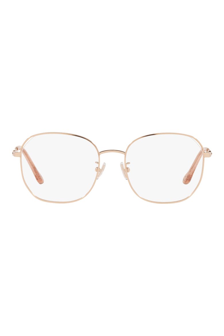 53mm Round Optical Glasses, Main, color, SHINY ROSE GOLD / DEMO LENS